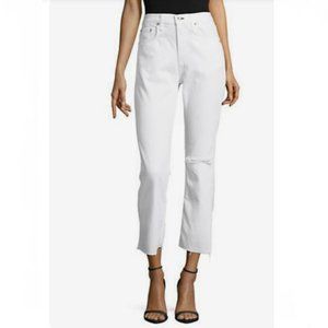 Rag & Bone Marilyn Crop Flare Jeans Distressed White Size 26